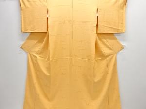 リサイクル　横段に草葉模様織出し色無地着物